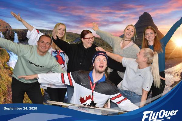FlyOver Iceland staff Staff at flyover iceland taking a photo of them flying
