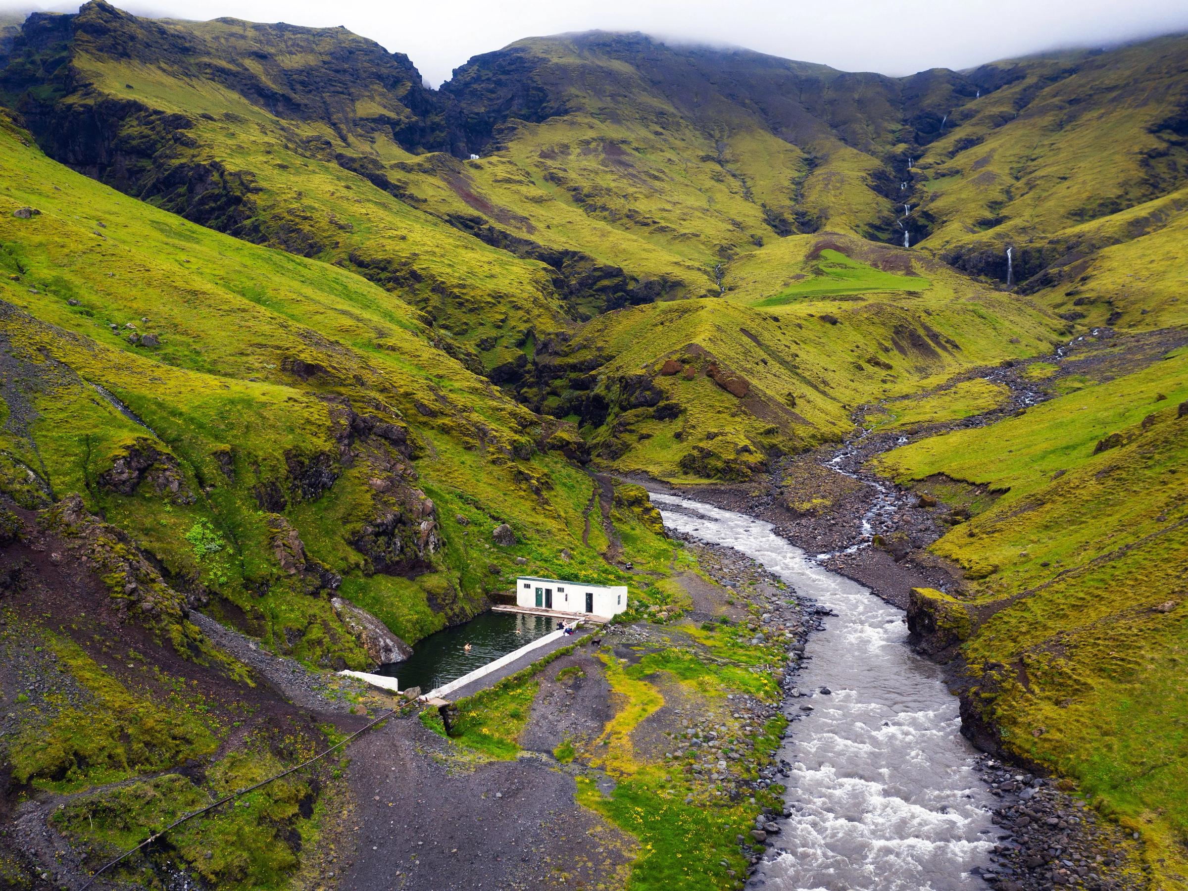 natural geothermal hot spring pool, Southern Iceland