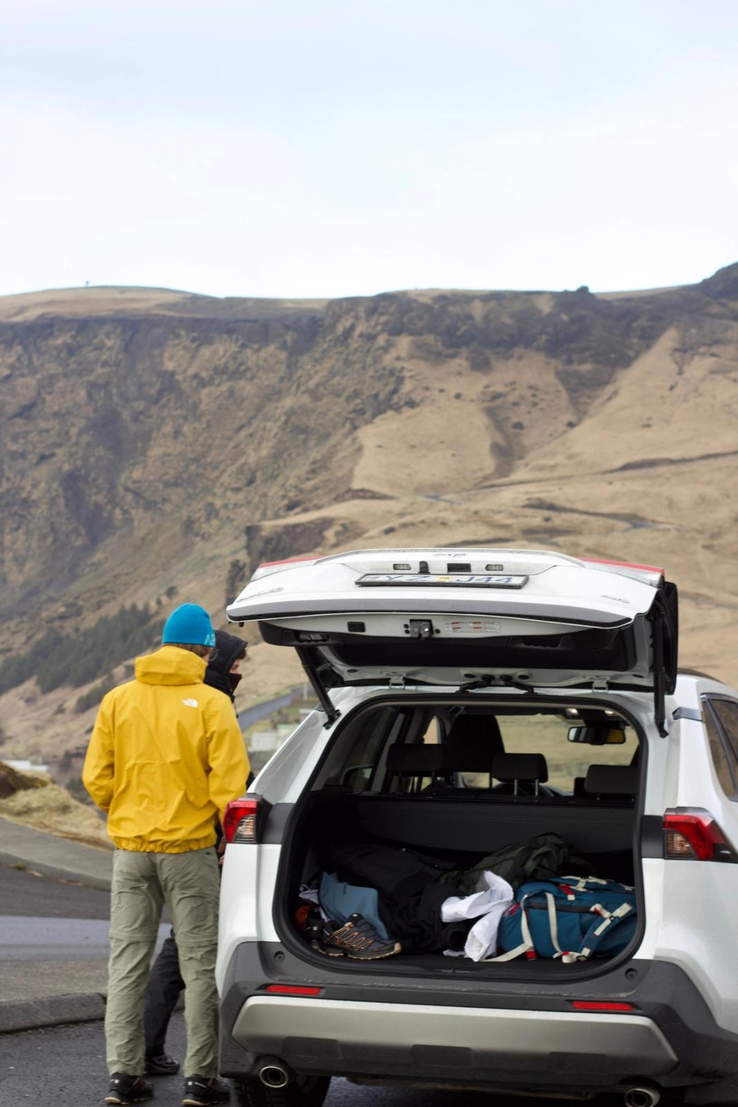 Back trunk of the SUV Toyota in Iceland 