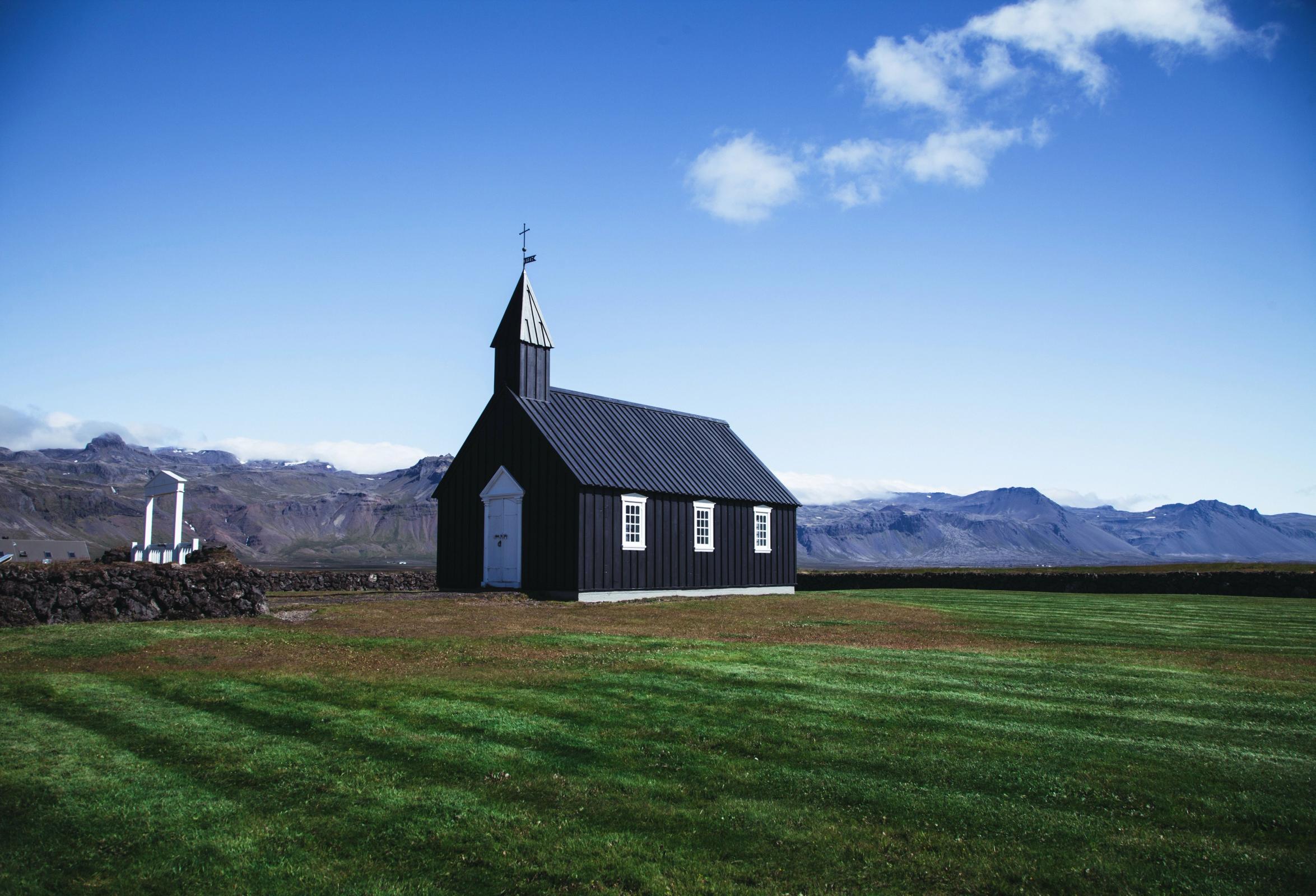Búðakirkja on green field