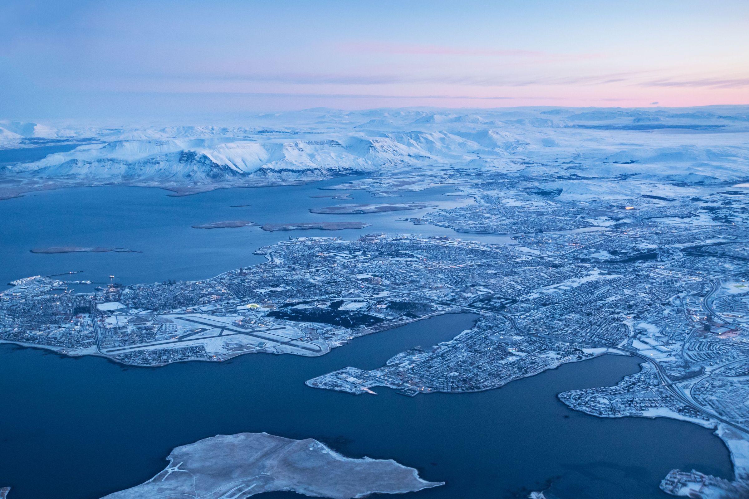 Aerial view of Keflavik from an airplane