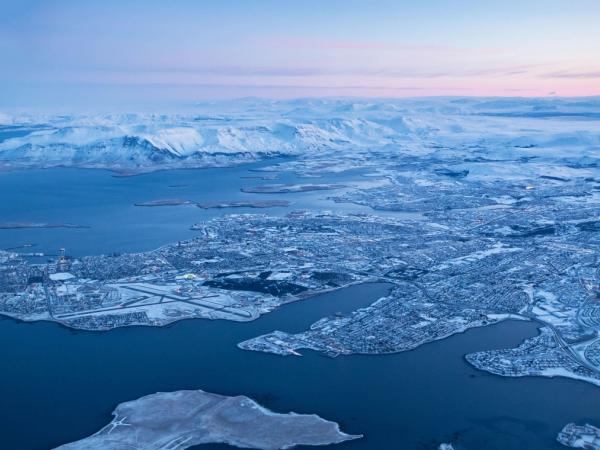 Aerial view of Keflavik from an airplane