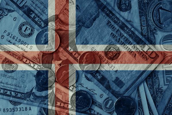 a pile of money with the flag of iceland on it .