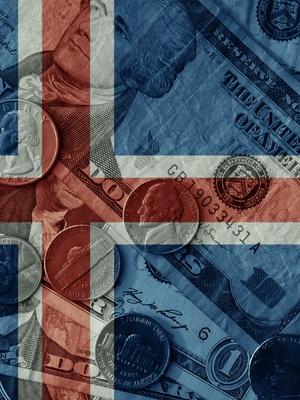 a pile of money with the flag of iceland on it .