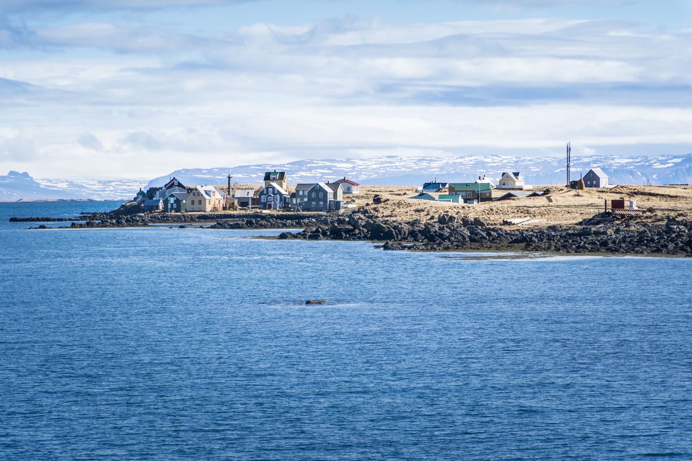 a small town on a small island in the middle of the ocean, Flatey