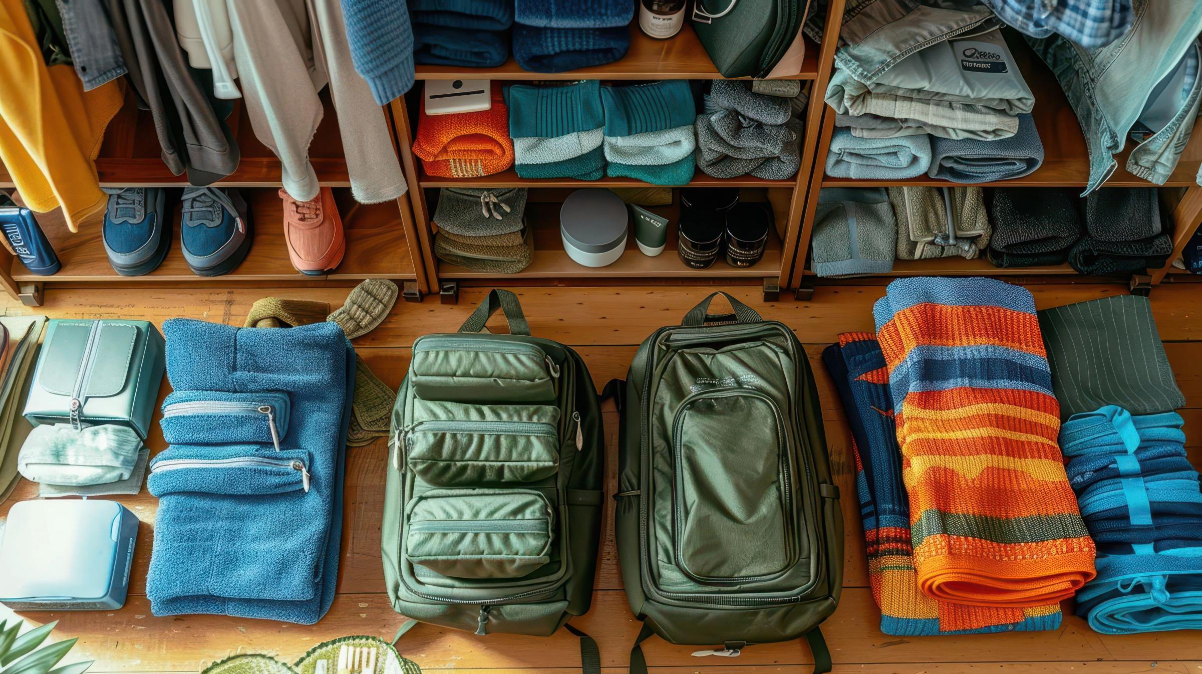 Maletas y ropa preparada para un viaje