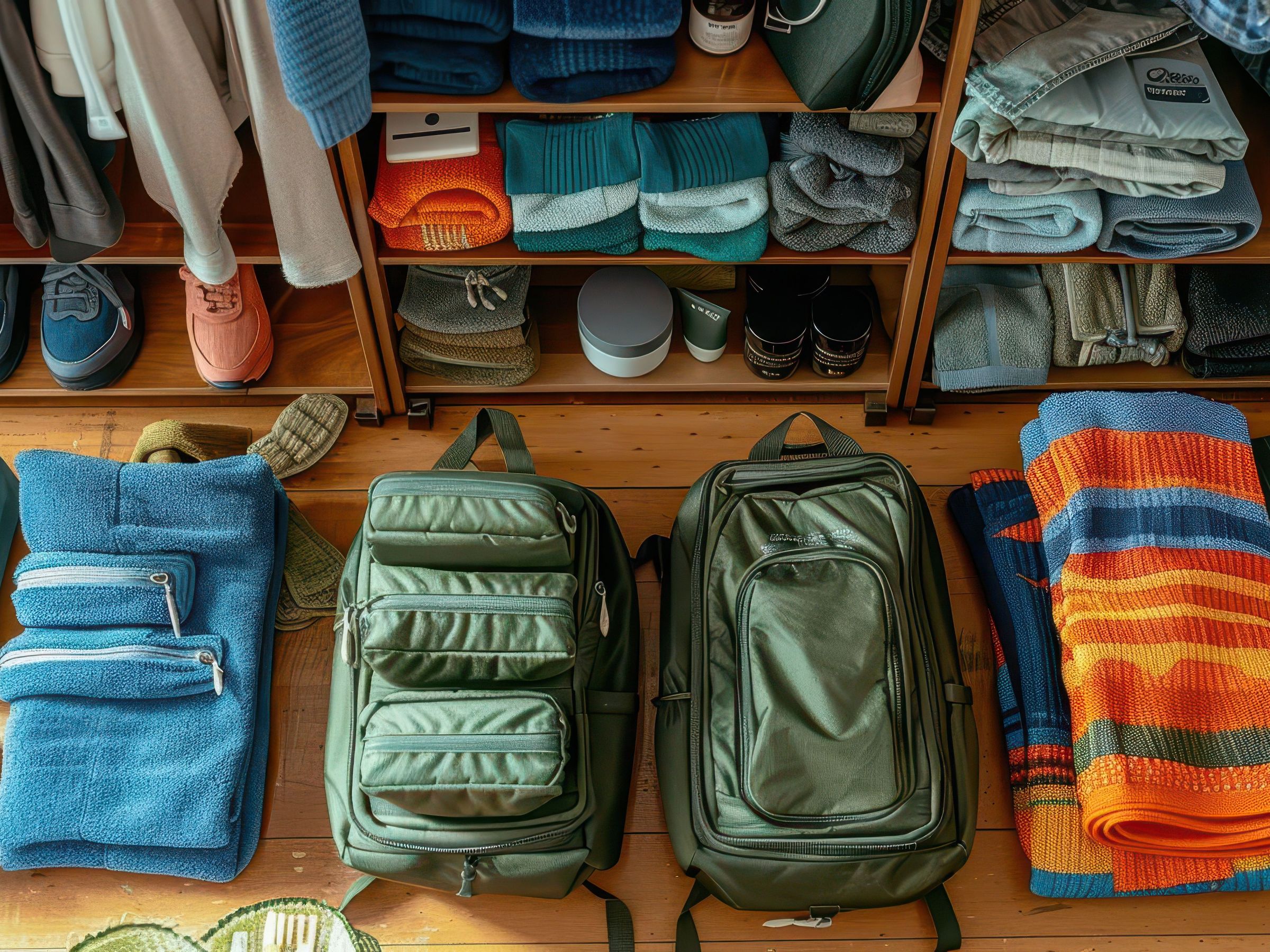 Maletas y ropa preparada para un viaje