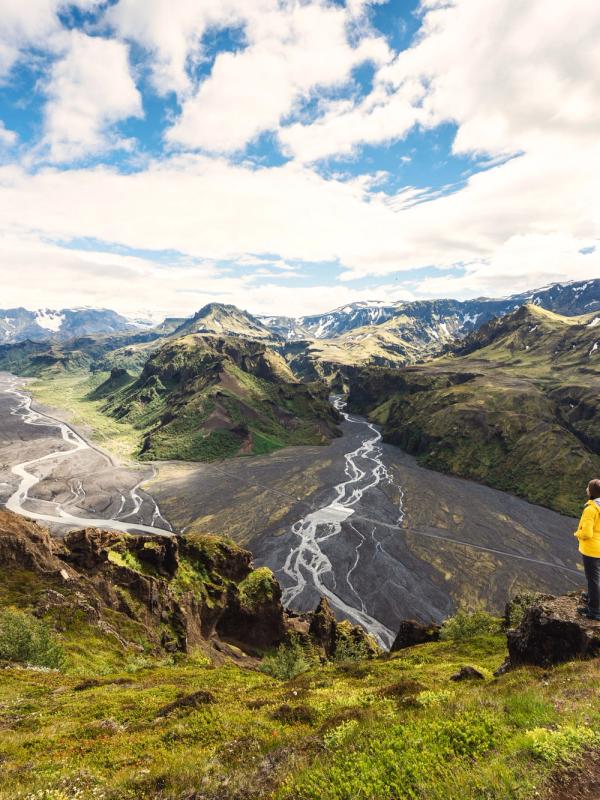 Girl overlooking Thórsmörk Valley