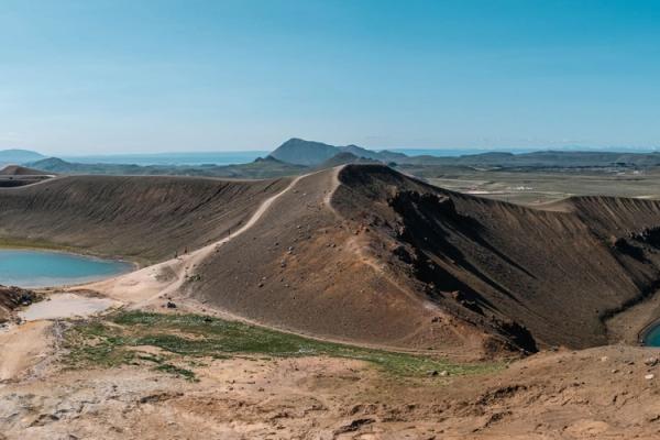Panoramic of two volcanic calderas