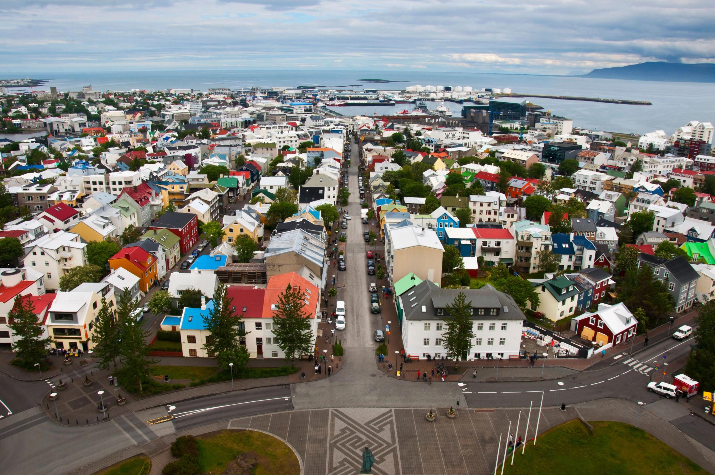 reykjavik iceland laugavegur from above
