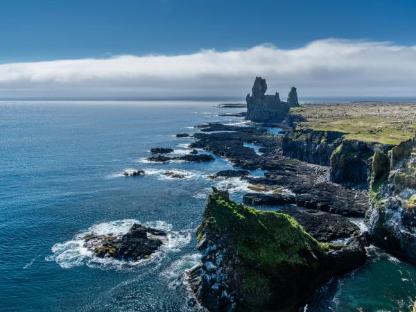 a cliff overlooking the ocean