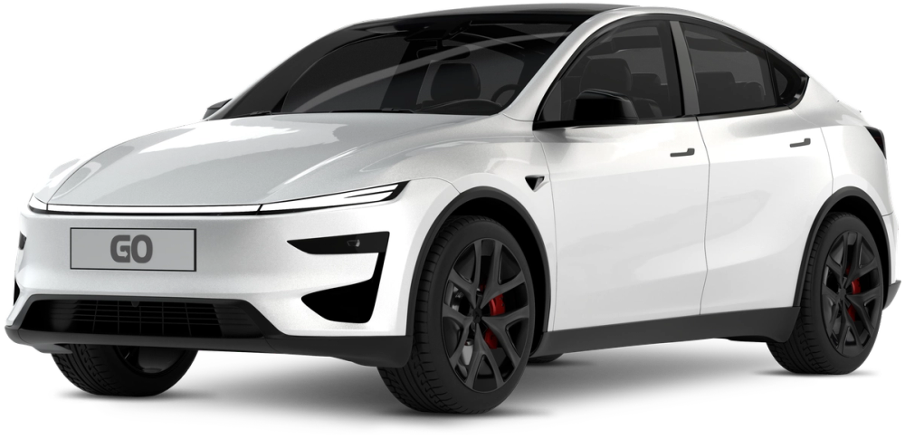 冰岛白色特斯拉 Model Y 电动汽车租赁，Go Car Rental 提供可预订的四驱全轮驱动电动 SUV
