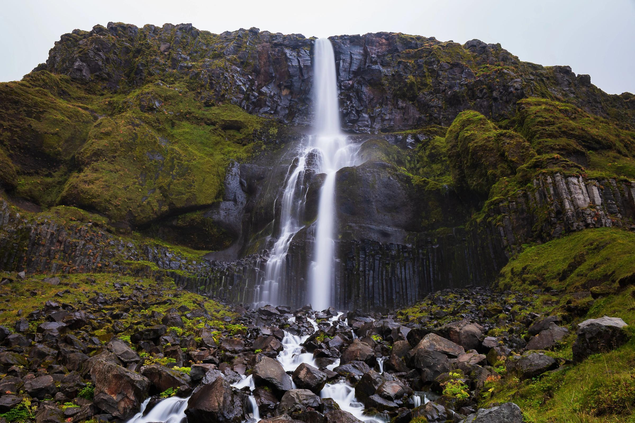 Close-up of Bjarnarfoss Waterfall