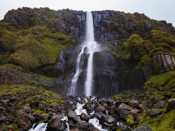 Close-up of Bjarnarfoss Waterfall