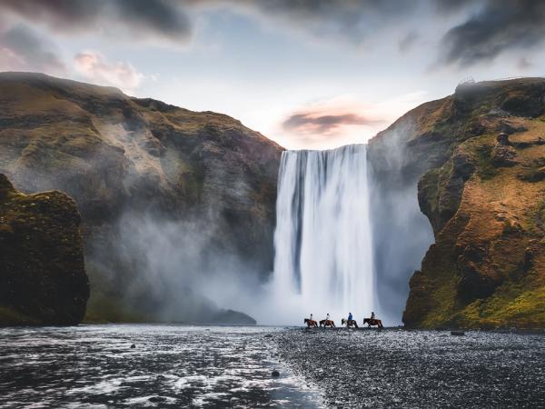 Horseback riding tour at Skógafoss