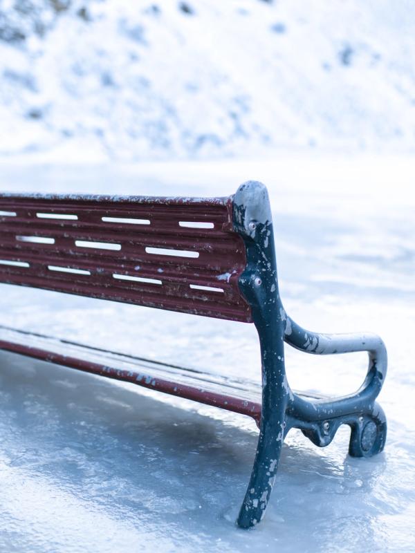 Bench completely frozen