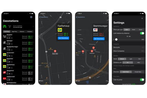 Verfolgen Sie die Erdölpreise in ganz Island und wählen Sie sie auf einer Karte aus