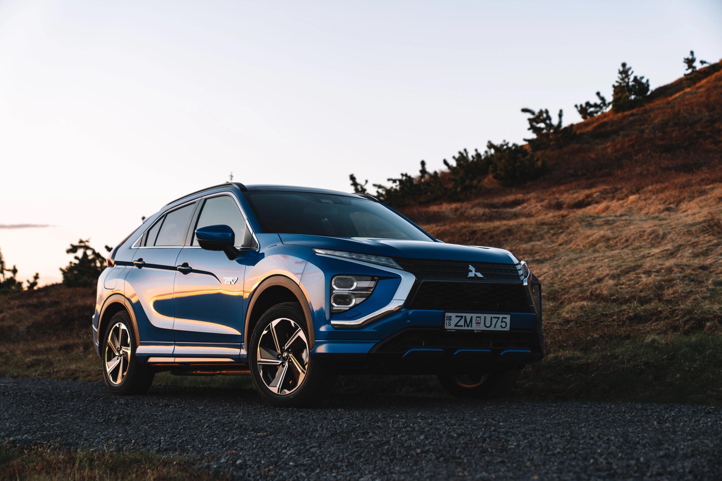 Blue car in nature