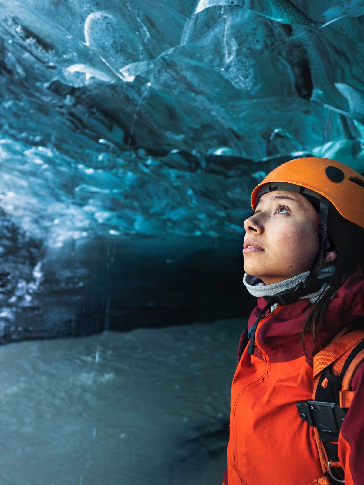 march in iceland ice caving during march in iceland, off season with sturdy hiking boots.
