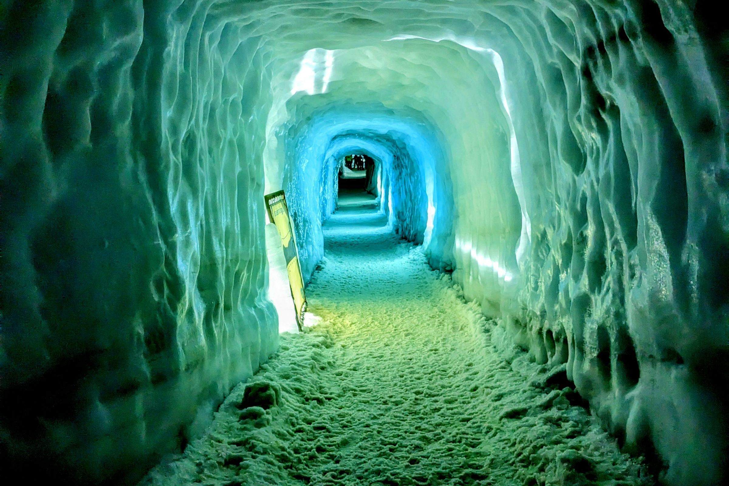 a tunnel carved on ice