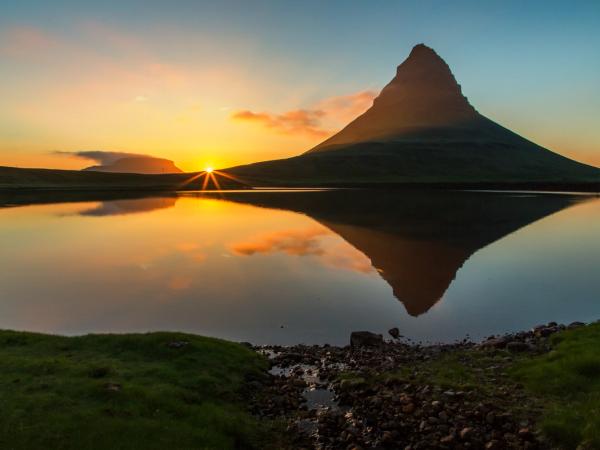 Kirkjufell Mountain during the Midnight Sun