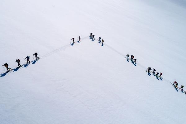 Group of people country skiing in Iceland