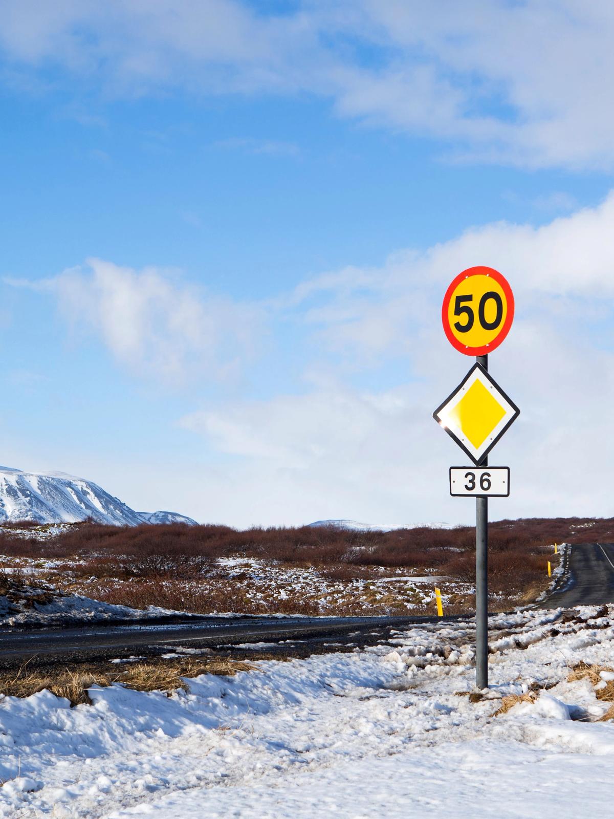 Speed limit Iceland Speed limit sign in Iceland that says 50 is the maximum speed limit