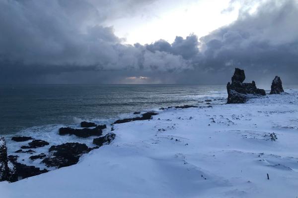 Lóndrangar Cliffs in Winter