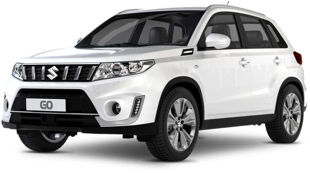 Go Car Rental Iceland 的铃木 Vitara 四驱 SUV，透明背景独立展示。