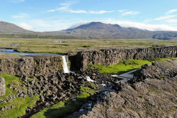 Drone view of Þingvellir National Park