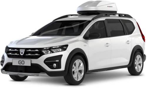 Dacia Jogger minivan rental car 7 seater white Dacia Jogger rental car from Go Car Rental Iceland against a white background.