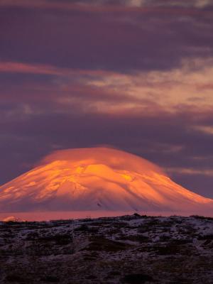 Hekla Volcano in an orange light