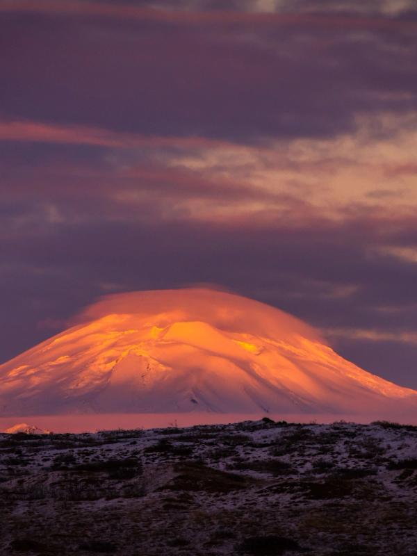 Hekla Volcano in an orange light