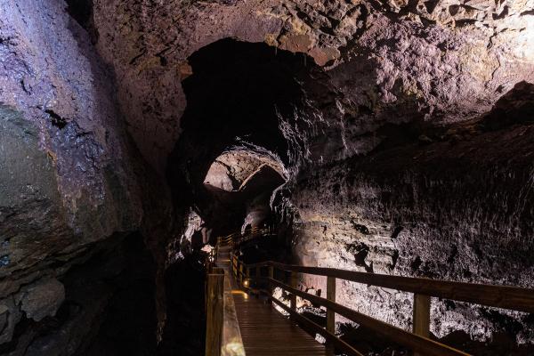 Walkway on the interior of the amazing Víðgelmir lava tube cave