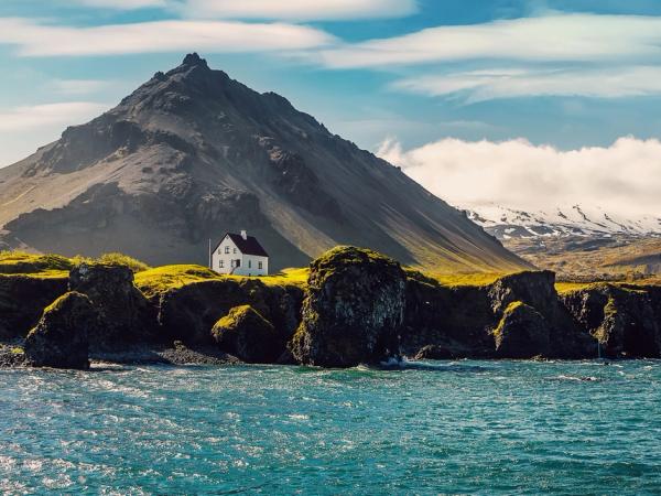 Small white house in Arnarstapi, Iceland