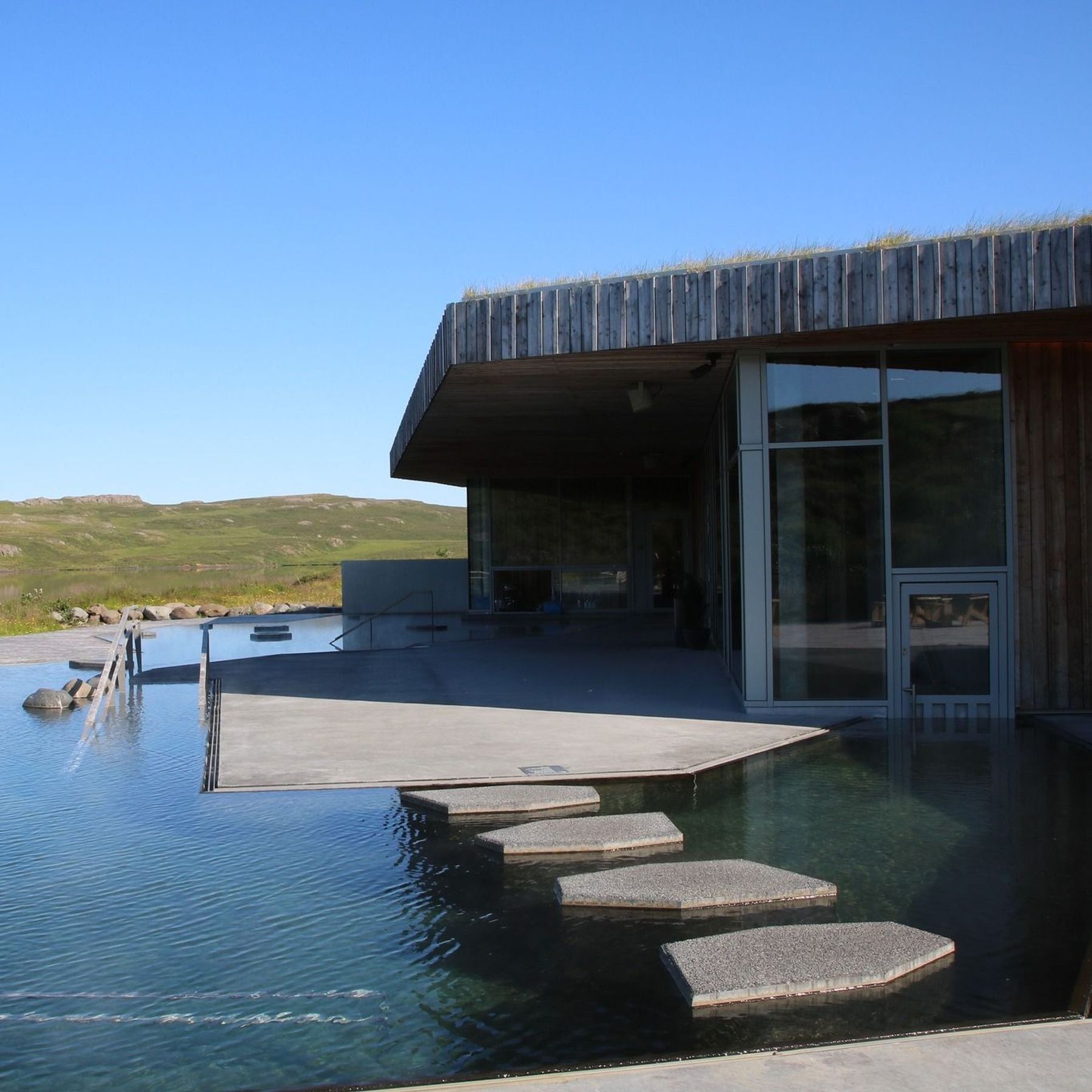 View of the first pool in Vök Baths