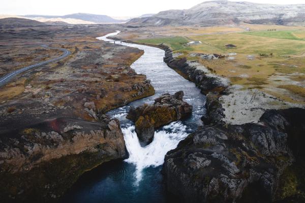 Hjálparfoss from above