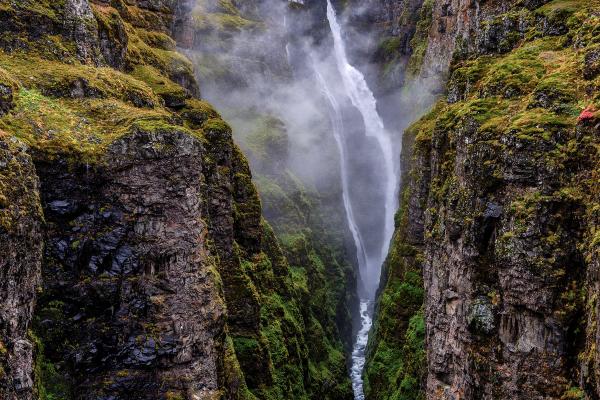 Glymur Waterfall on a cloudy day