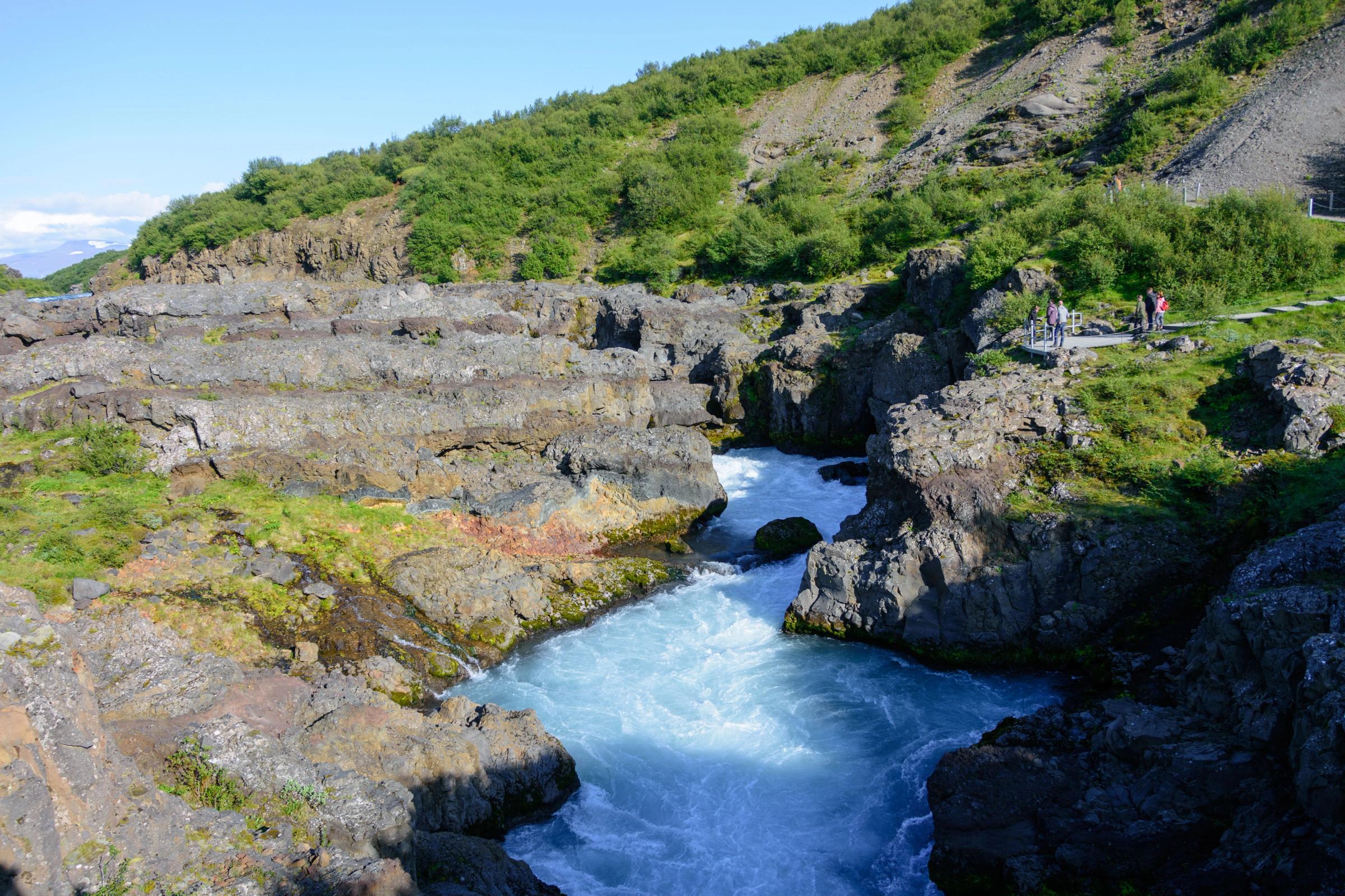Barnafoss on a sunny day