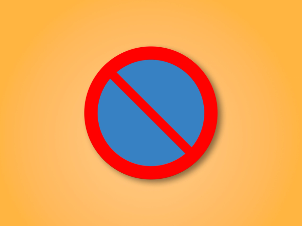 a red and blue circle with a red line through it