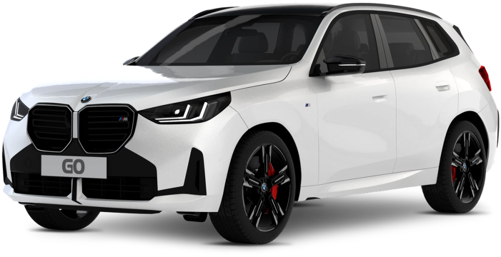 A high-end white BMW X3 rental car product photo on a transparent background, available to book at Go Car Rental Iceland
