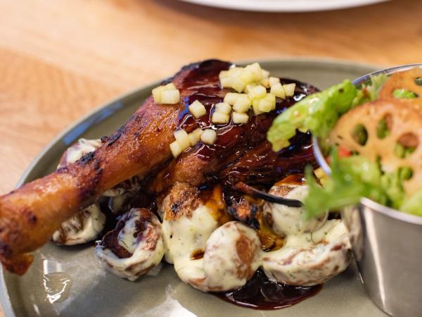 a close up of a plate of food on a table .