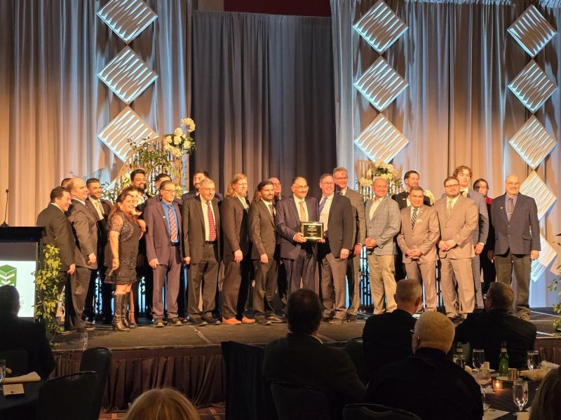 The Kennedy Expressway project team on stage accepting the Honor Award at the ACEC-IL 2026 Engineering Excellence Awards Gala