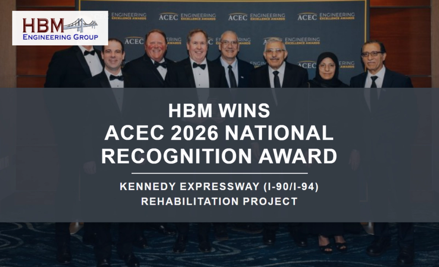 HBM leadership accepting the 2026 National Recognition Award at the ACEC Engineering Excellence Awards Gala in Washington, DC