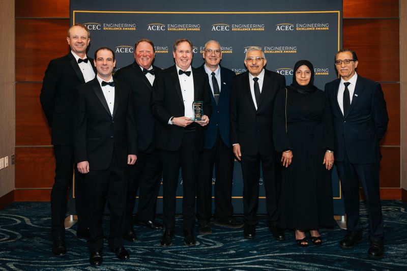 HBM leadership accepting the 2026 National Recognition Award at the ACEC Engineering Excellence Awards Gala in Washington, DC