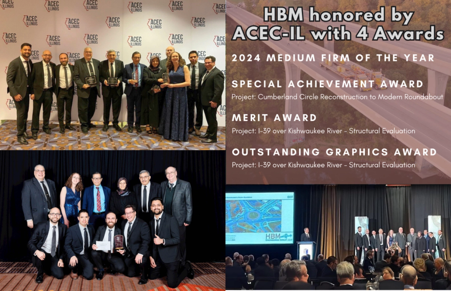 HBM Celebrates Four Awards at ACEC-IL Gala: Named Medium Firm of the Year