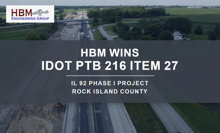 HBM Wins IDOT PTB 216 Item 27 — IL 92 Phase I Project, Rock Island County