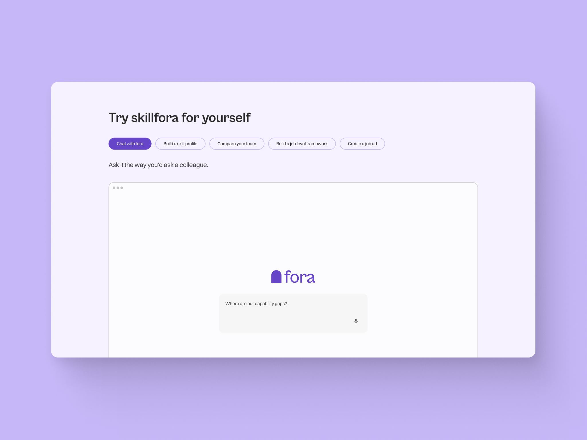 skillfora's marketing site's interactive demos