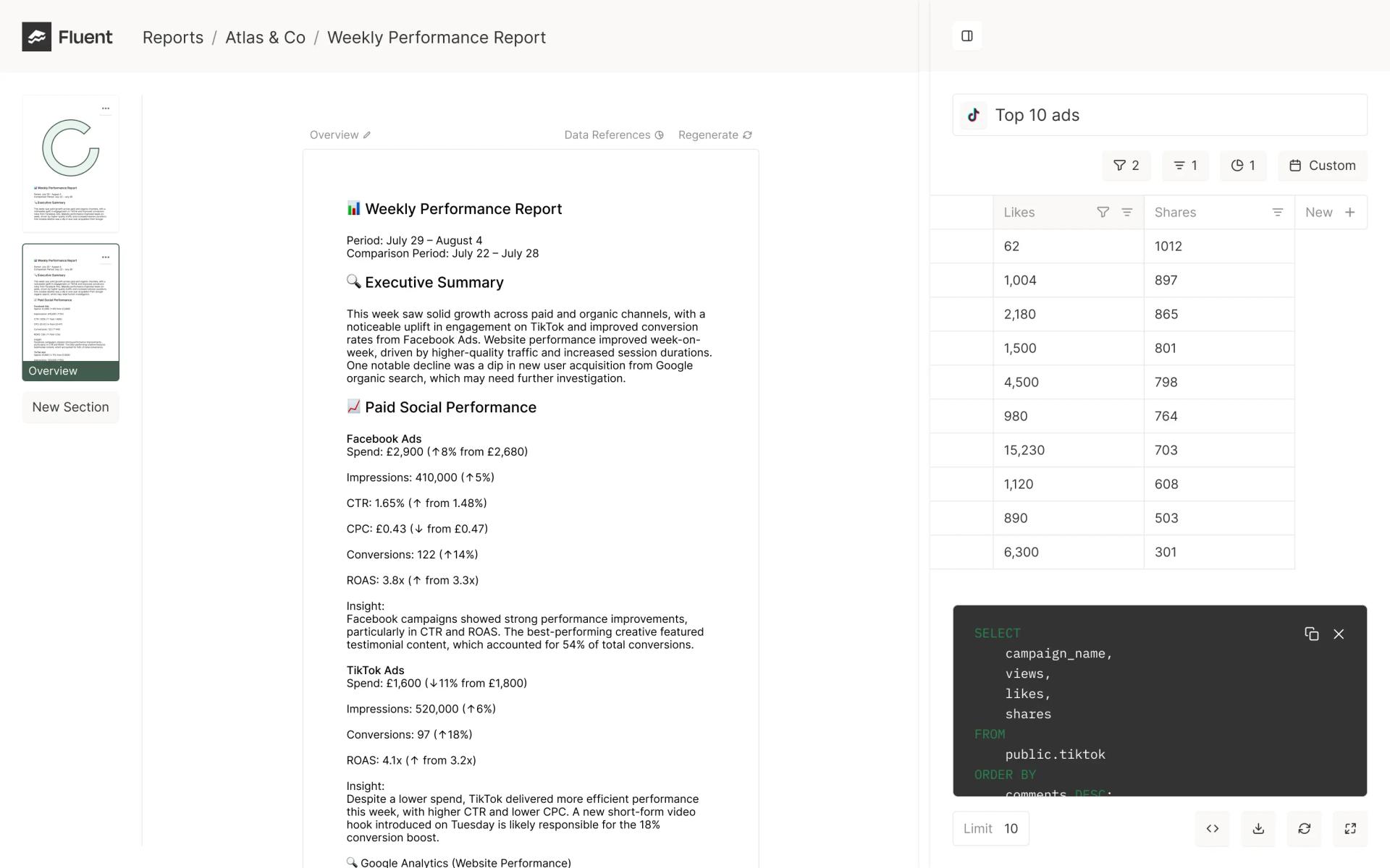 Redesigning Fluent's AI Client Reporting Tool
