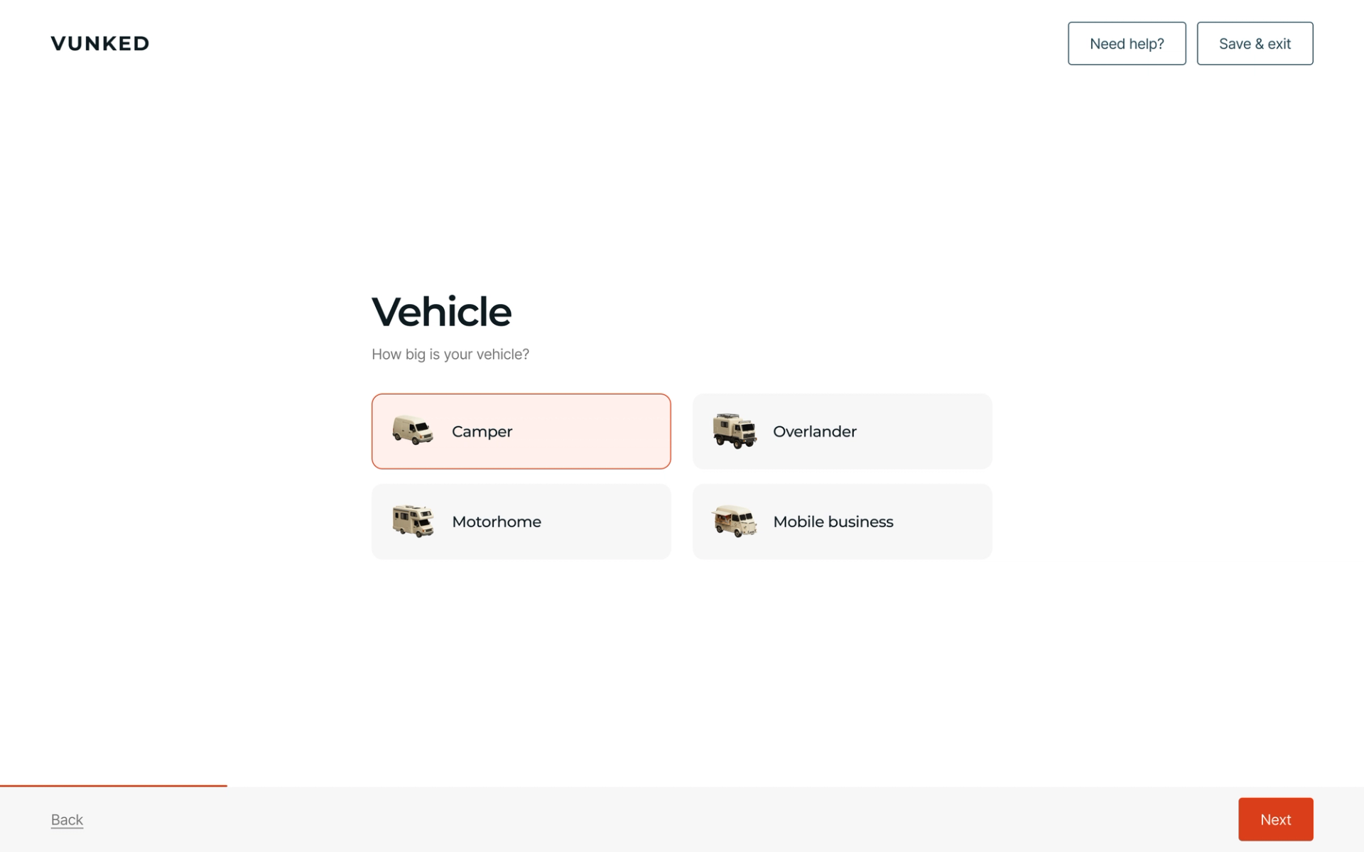 Improving the usability of Vunked's campervan builder tool
